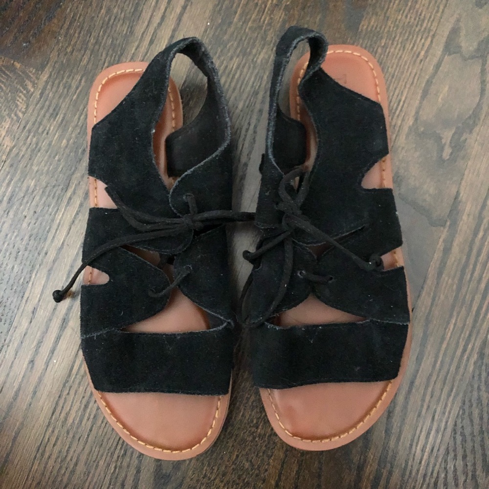 TOMS lace up suede sandals